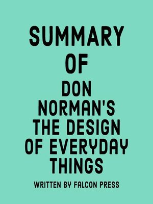 cover image of Summary of Don Norman's the Design of Everyday Things